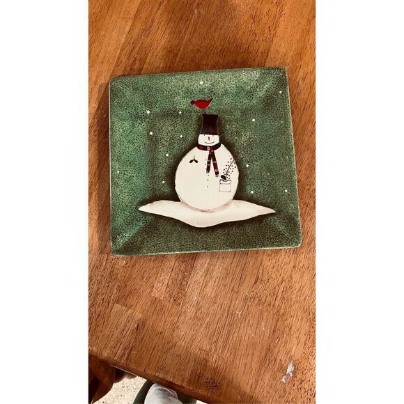 ONEIDA Snowmates Debbie Taylor-Kerman 10" Snowman Bird Plate Set of 4 - Picture 1 of 6